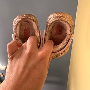 CROCS Kids Glitter Slippers - Gold